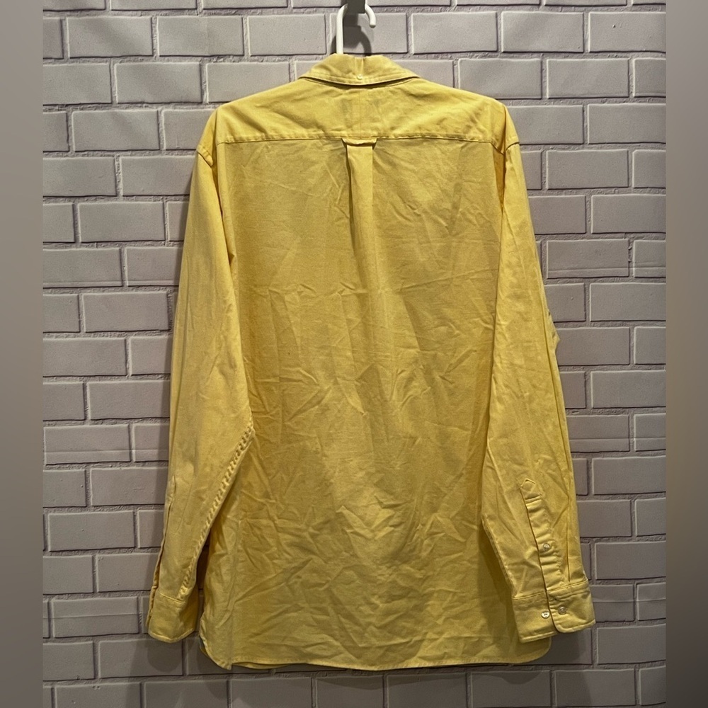LANDS END Classic style men long sleeve yellow shirt/size XL - Picture 3 of 9